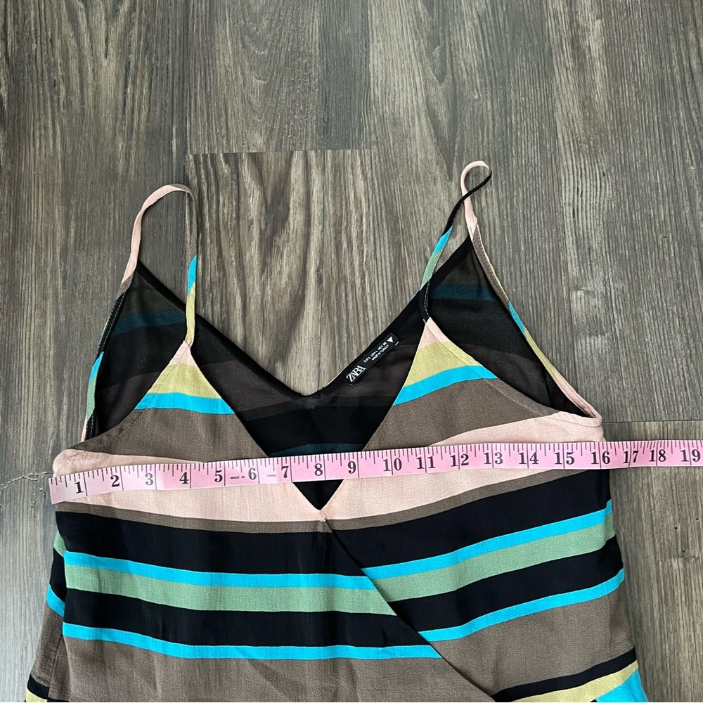 Zara Multi Color Peplum Camisole Spaghetti Strap V-Neck Top - Picture 10 of 11